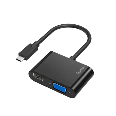 HAMA  00200313 USB-C / HDMI / VGA Adaptateur [1x USB-C&trade; m&acirc;le - 1x VGA femelle, HDMI femelle] noir