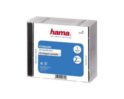 HAMA  44745 lot de 5 boitiers cd standard double - transparent
