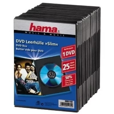 HAMA  51182 Lot de 25 Boitiers DVD Slim - Noir