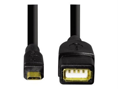 HAMA  - 78426 - C&acirc;ble d&acute;adaptation USB 2.0 OTG, micro m&acirc;le - femelle A, noir, 0,15 m