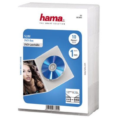 HAMA  - Bo&icirc;tier fin de stockage pour CD/DVD - capacit&eacute; : 1 CD - transparent (pack de 10)