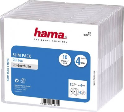 HAMA  Boitier ""Slim"" pour 4 CD (x10) Transparent