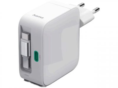 HAMA  Chargeur Mural Usb-c Retractable 2x Qc Pd 65w