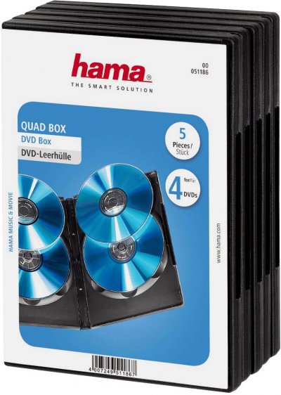 HAMA  DVD Quad Box - Bo&icirc;tier pour DVD - noir (pack de 5)