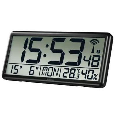 Hama Horloge Murale Radio-pilot&eacute;e num&eacute;rique Jumbo Noir
