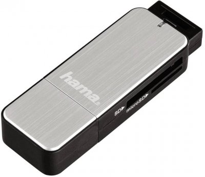 HAMA  Lecteur USB 3.0 de cartes SD/microSD, argent&eacute;