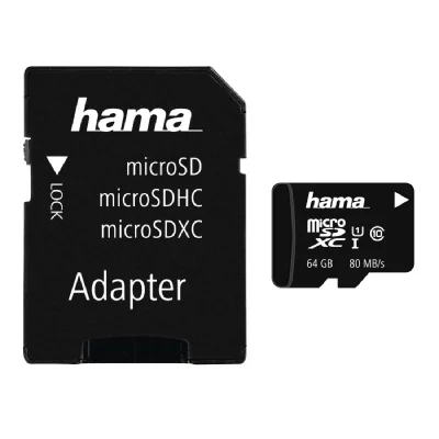 HAMA  Micro sdxc 64 gb classe 10 uhs -i 80 mb/s + adaptateur/mobile