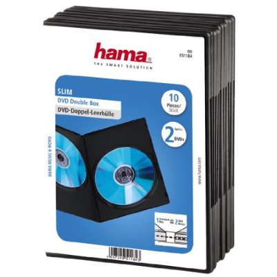 HAMA  Slim Dvd Double Jewel Case Pack 10 Units Noir