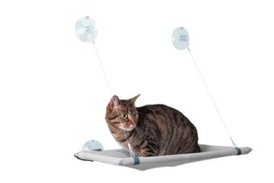 KARLIE Hamac de fen&ecirc;tre pour chat  - L51,5 x l31 x H2,5 cm - Gris