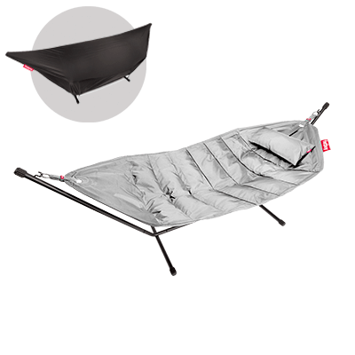 FATBOY Hamac Headdemock avec support, coussins et housse de pluie - gris clair