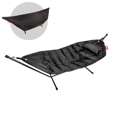 FATBOY Hamac Headdemock avec support, coussins et housse de pluie - noir