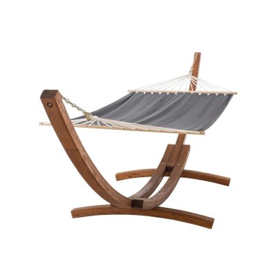 CLP Hamac miramar avec structure en bois et tapis de couchage en tissu , gris