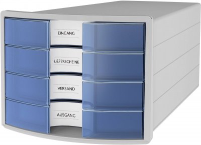 HAN  IMPULS A4/C4 Bo&icirc;te de rangement &agrave; 4 tiroirs ferm&eacute;s Gris/translucide
