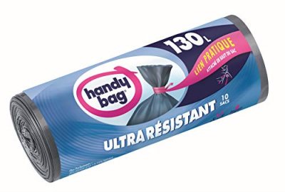 HANDY BAG  Sac Poubelle, Le 1 Rouleau de 10 Sacs, 130L