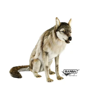 HANSA  peluche geante loup assis 105cml 6738