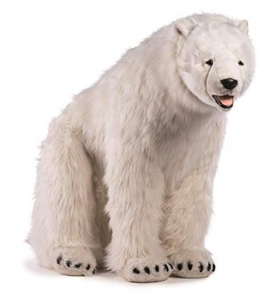 HANSA  peluche geante ours polaire assis 92 cm h et 155 cm l 4191