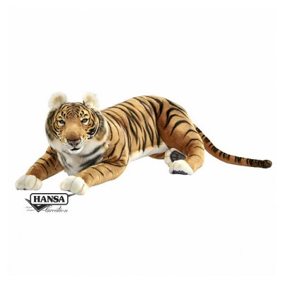 HANSA  peluche geante tigre brun couch&eacute; 100cml 7704