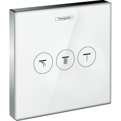 HANSGROHE  - Facade en verre Robinet d arr&ecirc;t pour 3 fonctions blanc/chrom&eacute;