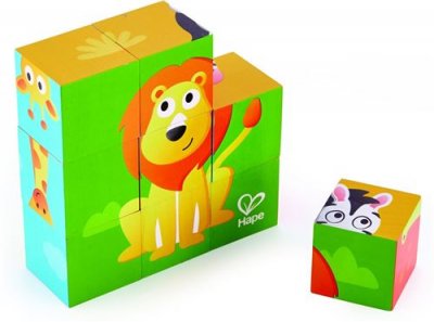 HAPE  casse-t&ecirc;te en blocs de bois Jungle Animal 9 pi&egrave;ces