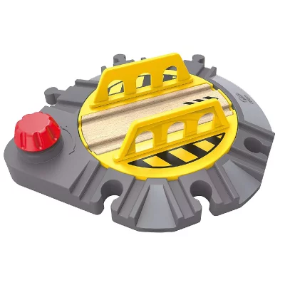 HAPE  chemin de fer en bois plateau tournant gris / jaune