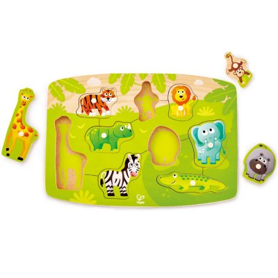 HAPE  E1405 Jungle Animal Wooden Peg Puzzle - Educational Toy