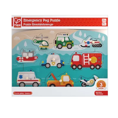 HAPE  E1406 Emergency Services Wooden Peg Puzzle - Educational Toy