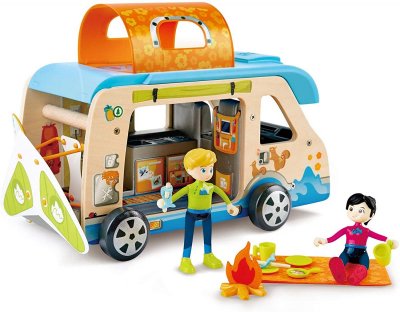 HAPE  - Jeu d'imitation en bois et figurines - E3407 - Camping - car aventure