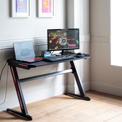 Happy Garden - Bureau gamer &agrave; led lara - Noir