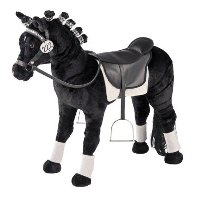 HAPPY PEOPLE  Cheval jouet de parade avec son 81 cm Noir et blanc