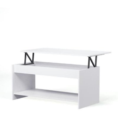HAPPY Table basse relevable style contemporain blanc mat - L 100 x l 50 cm