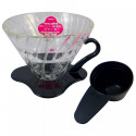 HARIO  V60 Glass Goutteur de caf&eacute;, Verre, Noir, Size 2