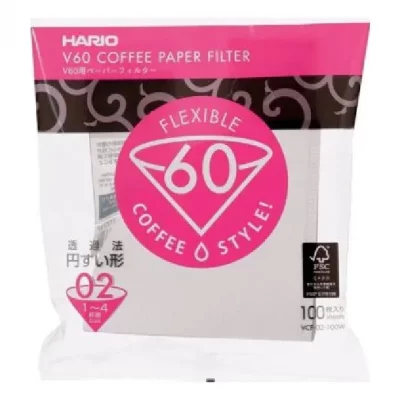 HARIO  VCF-02-100W-H Pack 2 boites 200 filtres Papier Blanc