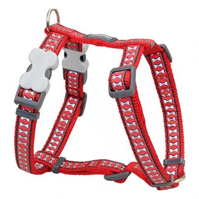 RED DINGO Harnais pour Chien  Rouge Os R&eacute;fl&eacute;chissant 30-48 cm