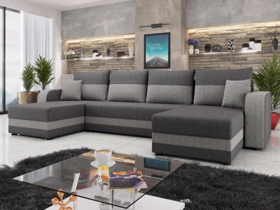 Harvey - canap&eacute; panoramique - convertible - avec coffre - en tissu - 7 places - style contemporain