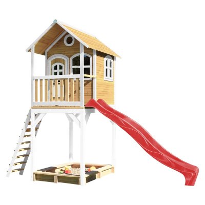 AXI Haute maisonnette sur pilotis avec toboggan rouge
