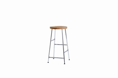HAY Tabouret de bar Cornet - bas - chrome - ch&ecirc;ne huil&eacute;
