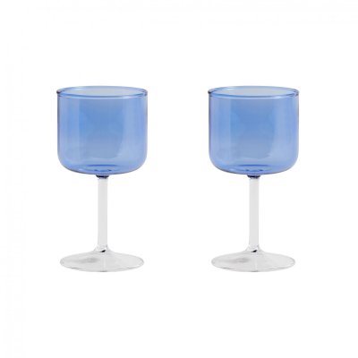 HAY  - Tint Verre &agrave; vin, bleu / transparent (lot de 2)
