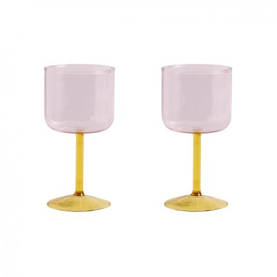 HAY  - Tint Verre &agrave; vin, rose / jaune (lot de 2)