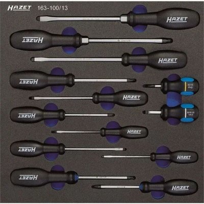 HAZET  163-100/13 Jeu de tournevis PZ/PH/profil &agrave; fente/nombre d'outils&nbsp; 13