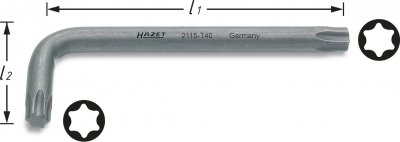 HAZET  2115-T30 Cl&eacute; m&acirc;le coud&eacute;e torx int&eacute;rieur Taille T&thinsp;30
