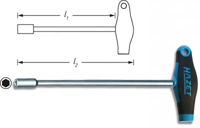 HAZET  428LG-10 Cl&eacute; &agrave; douille 14 350, 384, 384 Acier chrome-vanadium