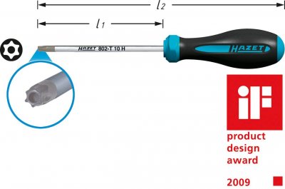 HAZET  802-T10H Tournevis HEXAnamic/profil torx tamper r&eacute;sistant Taille: T&thinsp;10&thinsp;H
