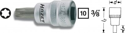 HAZET  8802-T20 Douille m&acirc;le carr&eacute; creux 10 mm torx int&eacute;rieur Taille T&thinsp;20