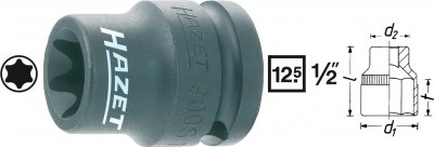 HAZET  900S-E14 Cl&eacute; &agrave; douille E14 Acier chrome-vanadium, Acier de molybd&egrave;ne-chrom-nickel