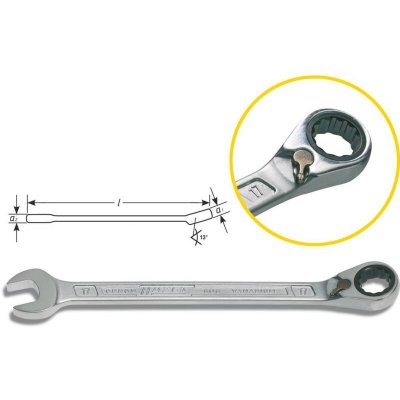HAZET  - Cl&eacute; &agrave; cliquet r&eacute;versible 19mm 1 pcs