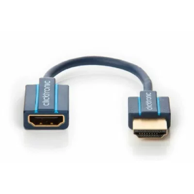 CLICKTRONIC HDMI c&acirc;ble d'extension [1x HDMI-prise m&acirc;le - 1x HDMI-Buchse] 0.10 m bleue 