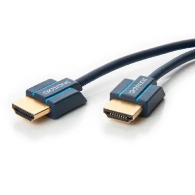 CLICKTRONIC HDMI c&acirc;ble de raccordement [1x HDMI-prise m&acirc;le - 1x HDMI-Stecker] 2 m bleue 