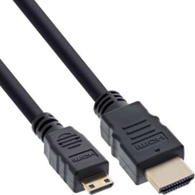 INLINE HDMI Mini C&acirc;ble, HDMI m&acirc;le sur Mini m&acirc;le, contacts dor&eacute;s, noir, 10m
