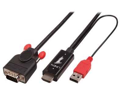 LINDY HDMI to VGA Adapter cable - Convertisseur vid&eacute;o - HDMI - VGA - noir