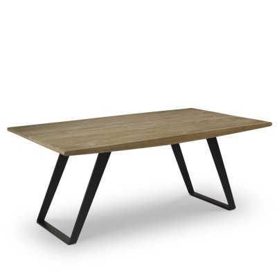 Hector - table &agrave; manger ch&ecirc;ne massif, style industriel, 8 couverts